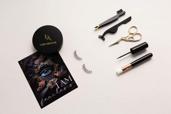 I AM READY starter bundle with magnetic lashes, applicator, scissors, magnetic eyeliners, and lash shampoo by Lash Armour