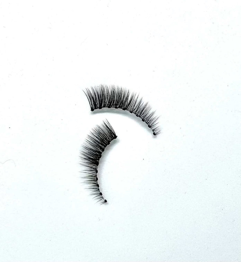 No 8 Glam I AM JOY winged lash with micro magnets and clear flexible band for a natural cat eye look
